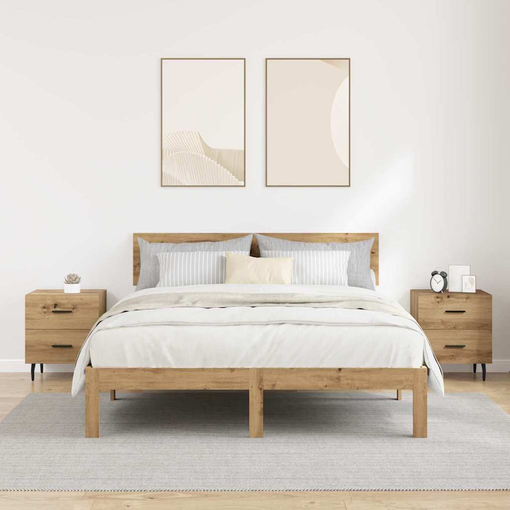 Bedside Cabinet with Drawer 2 pcs Artisan oak 40 x 35 x 47.5 cm